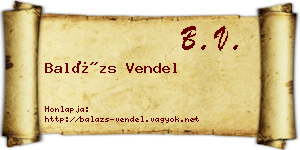 Balázs Vendel névjegykártya